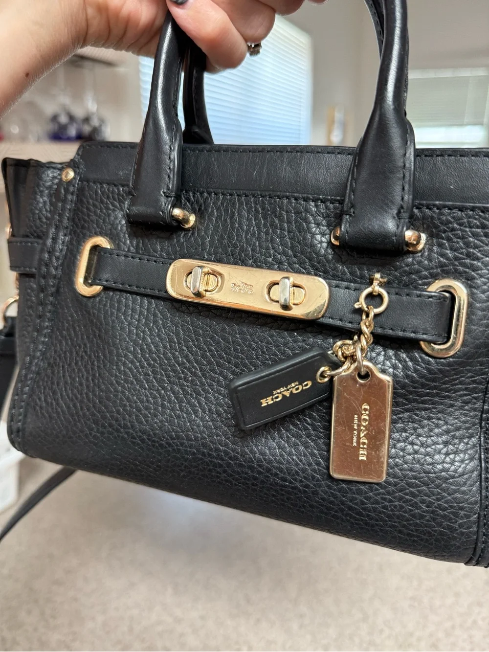 Coach Swagger 20 Pebble Leather Double Turnlock Purse